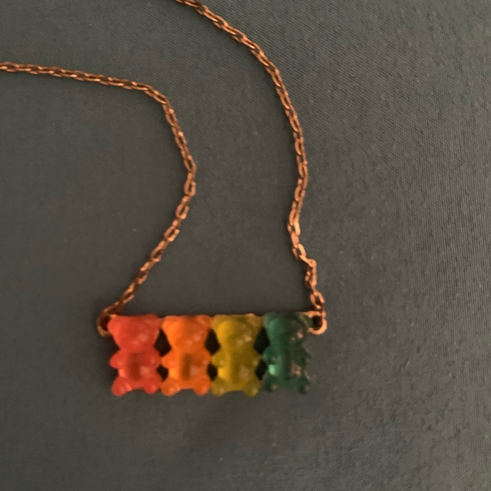 Betsey Johnson Vintage Gummy Bear Necklace Candy Gold Tone Signed. Beautiful.
